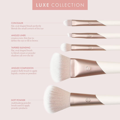 Luxe Natural Elegance Professional Face Makeup & Foundation Brush Set, Premium Brush Kit for Face, Cheek, & Eye Makeup, Synthetic Makeup Brushes, Vegan & Cruelty-Free, 5 Piece Set