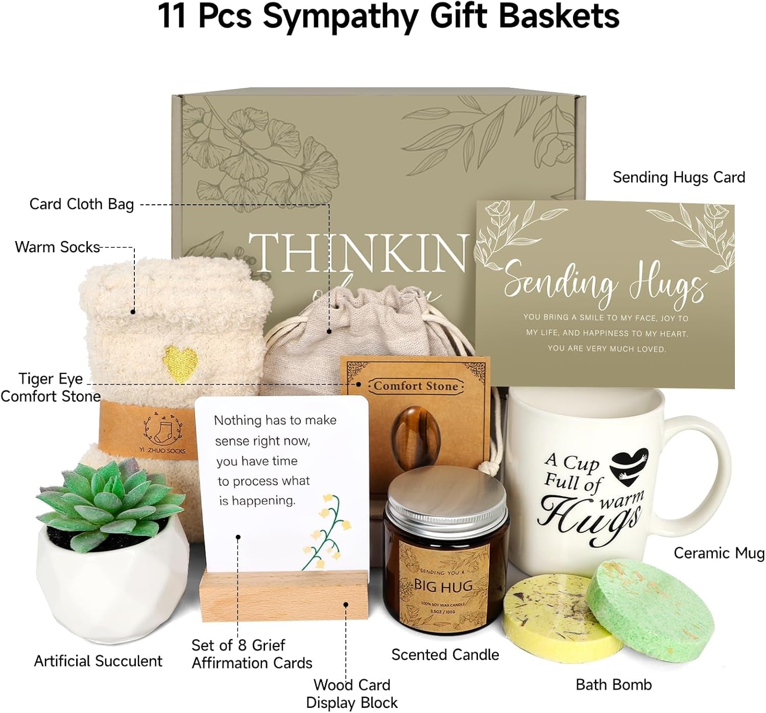 Sympathy Gift Baskets - Care Package Get Well Soon Gifts for Women, Thinking of You after Surgery Gifts Feel Better Gifts for Sick Friend, Memorial Gift, Get Well Gifts for Best Friend Bff Mom Sister