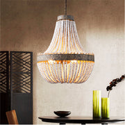 Wooden Bead Chandelier Personality Distressed Accessories Lamps Living Room Study Lighting
