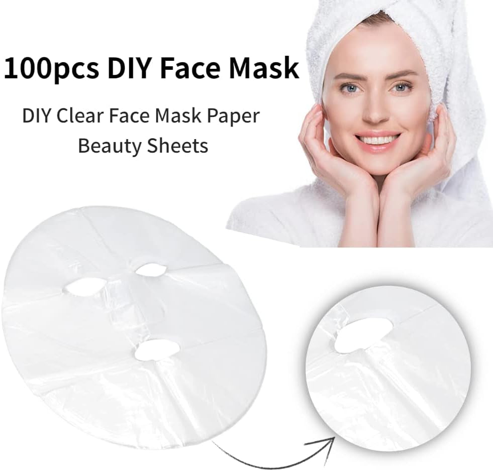 Face Mask Sheet, 100PCS DIY Face Mask Disposable Preservative Film Prevent Evaporation Moisture Retention Face Mask Wrapped Paper Transparent Face Mask Sheet Paper Mask Sheets Paper Mask