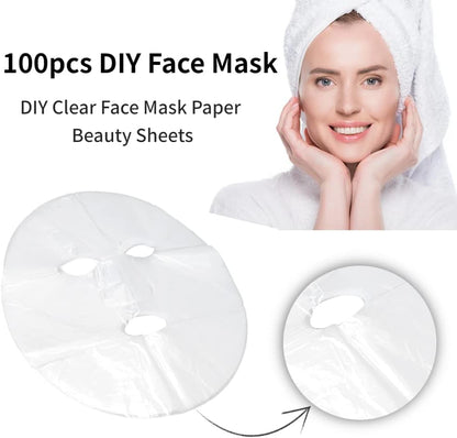 Face Mask Sheet, 100PCS DIY Face Mask Disposable Preservative Film Prevent Evaporation Moisture Retention Face Mask Wrapped Paper Transparent Face Mask Sheet Paper Mask Sheets Paper Mask