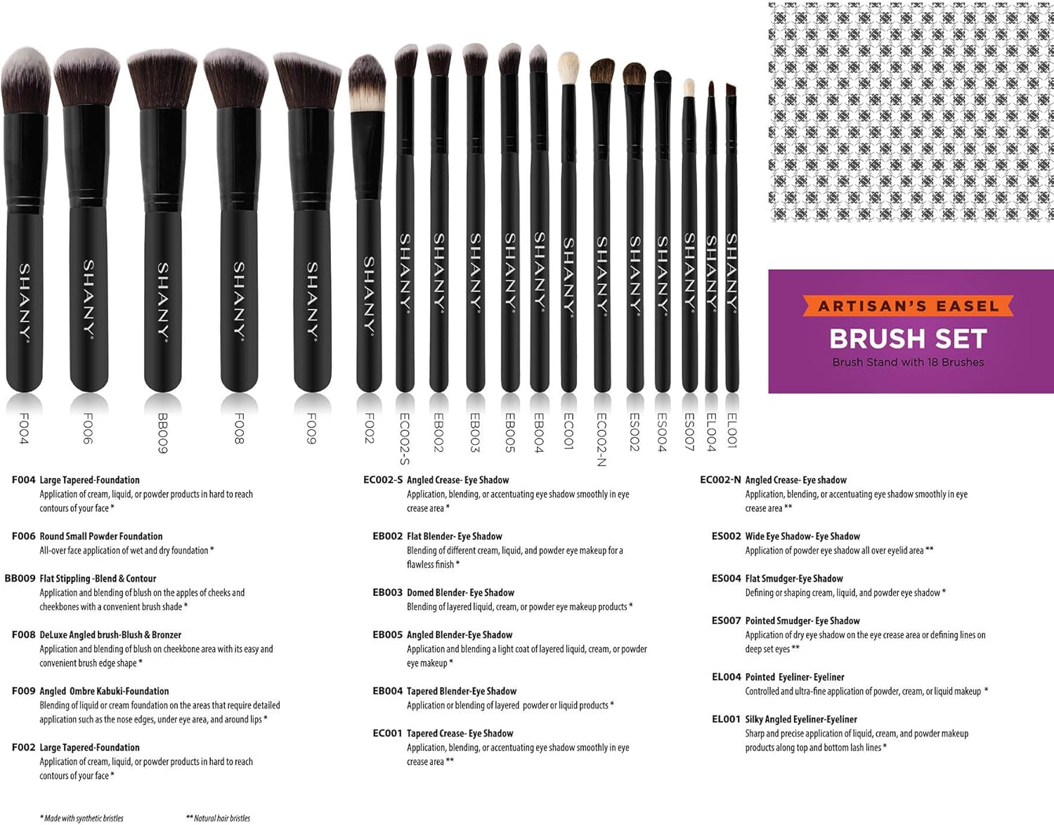 Artisan'S Easel 18 Piece Elite Cosmetics Brush Collection, Black