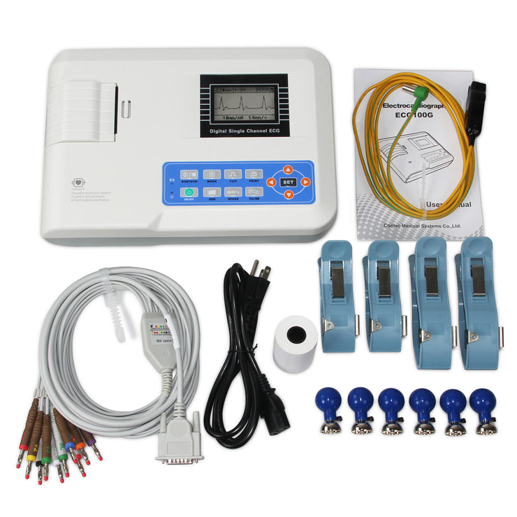 ECG Machine ECG100G Single Channel 12 Lead EKG Electrocardiograph Printer CE FDA